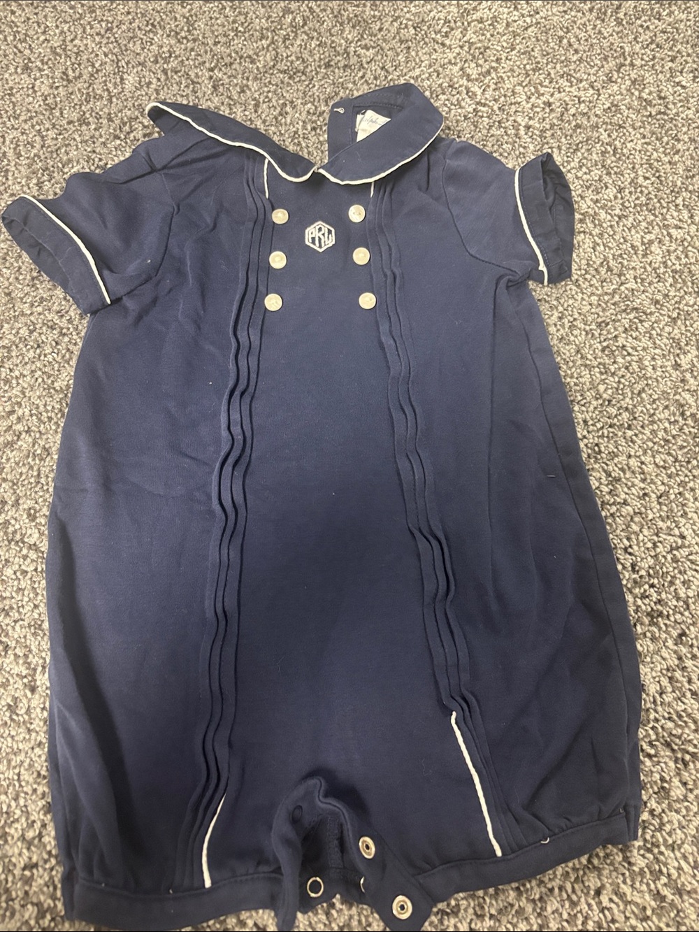 Ralph Lauren Navy Sailor-Collar Infant One-Piece Romper